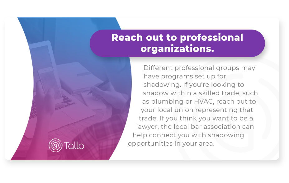 reach out to professional organizations graphic