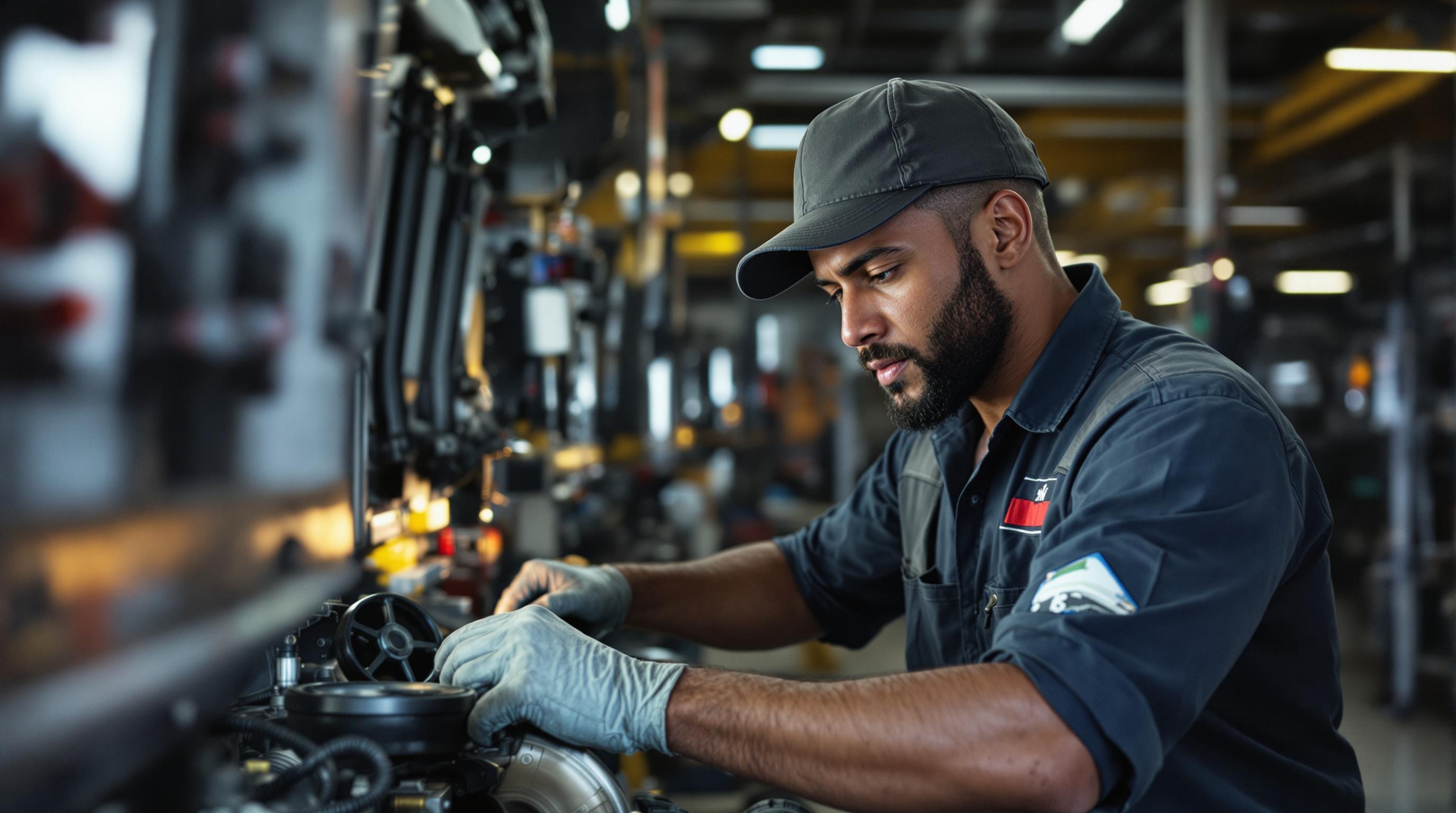 Diesel Mechanic working at desk