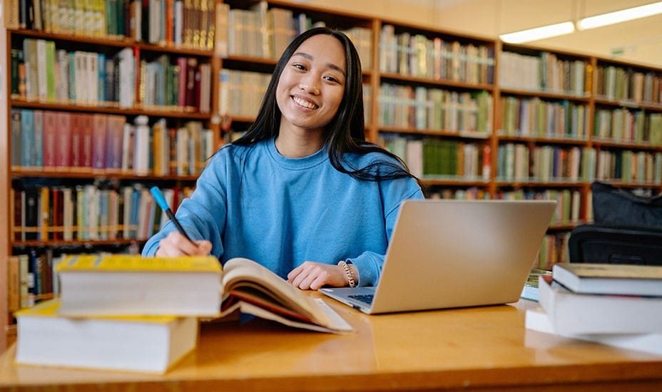 High School student studying
