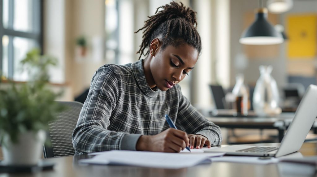 a student writing a thesis statement