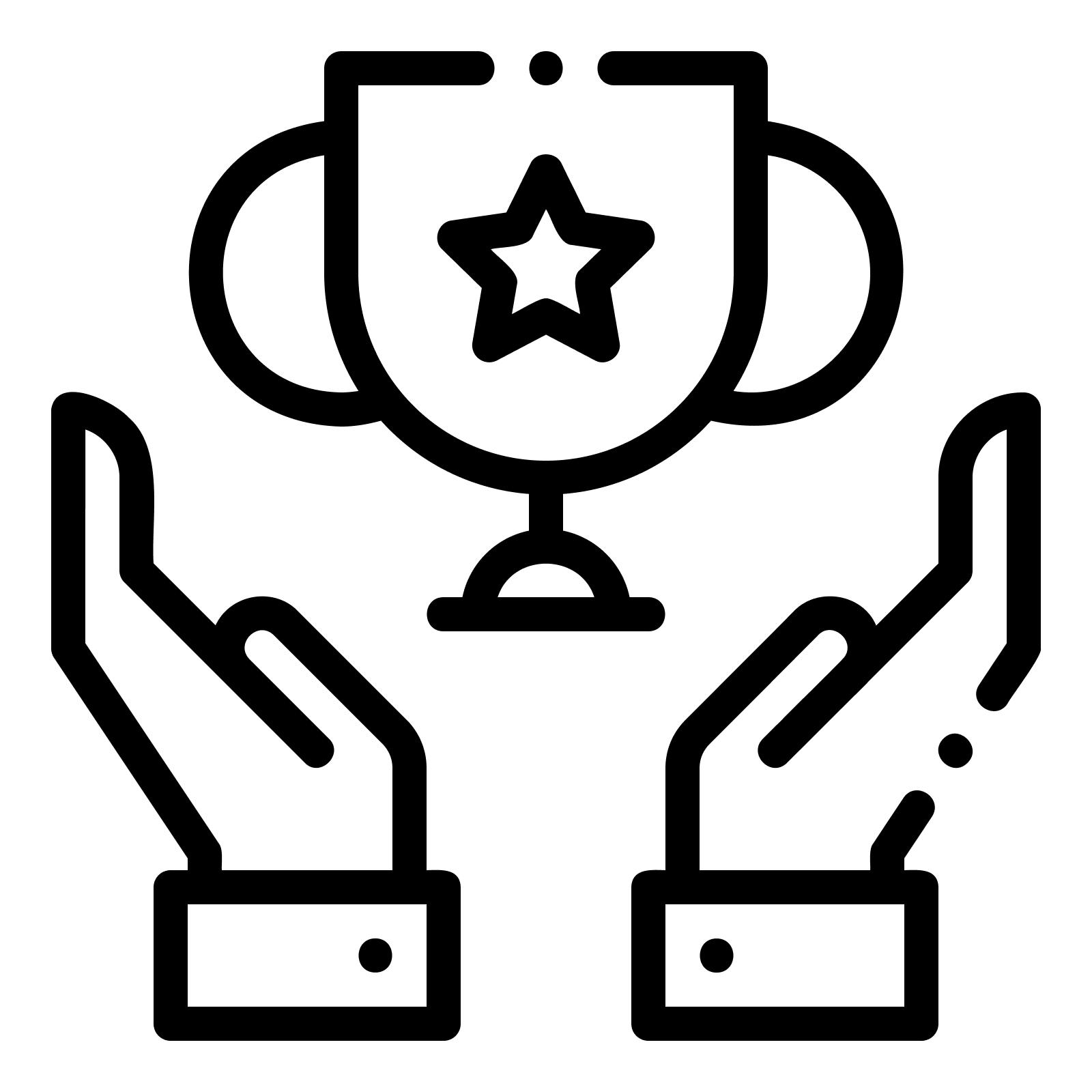 icon of two hands holding up trophy