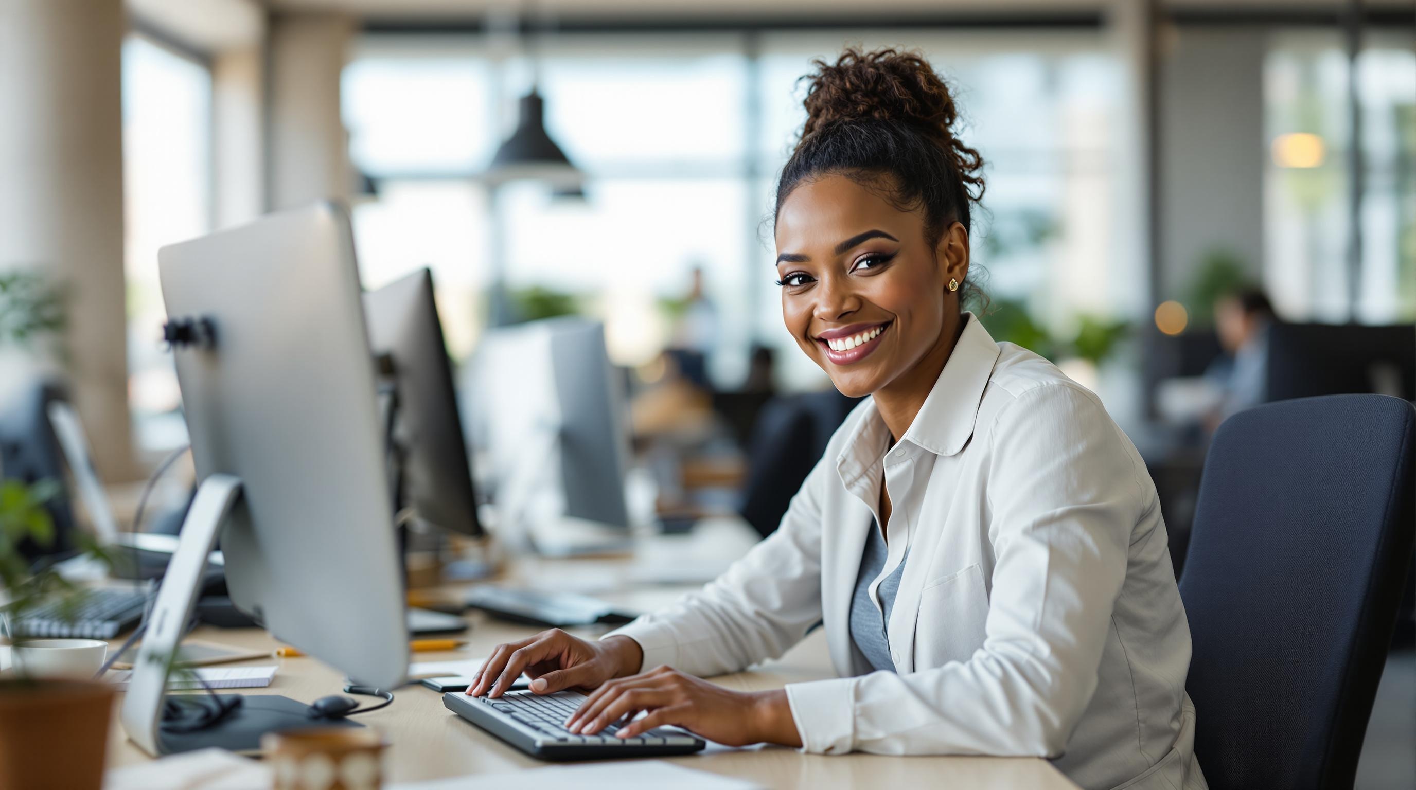 A close-up candid shot of an accounting clerk focused on their work, showcasing dedication and professionalism.