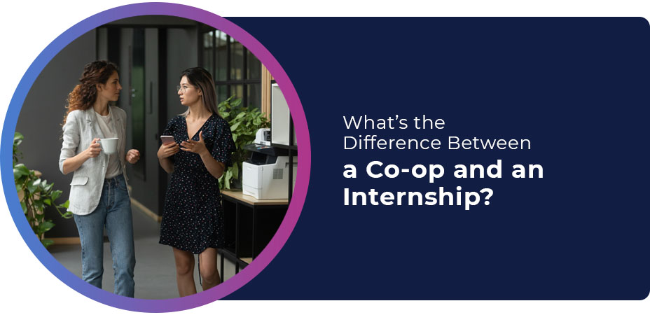 difference between co op internship