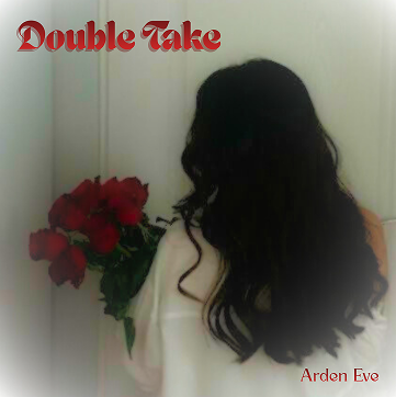 Collage of student songwriting competition entry featuring a soft portrait titled "Double Take" with a woman holding red roses