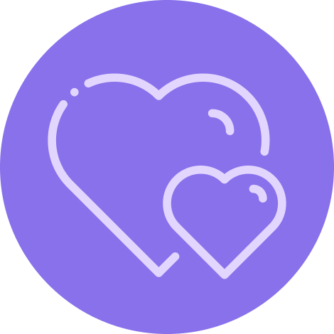 Icon with two hearts, one larger than the other