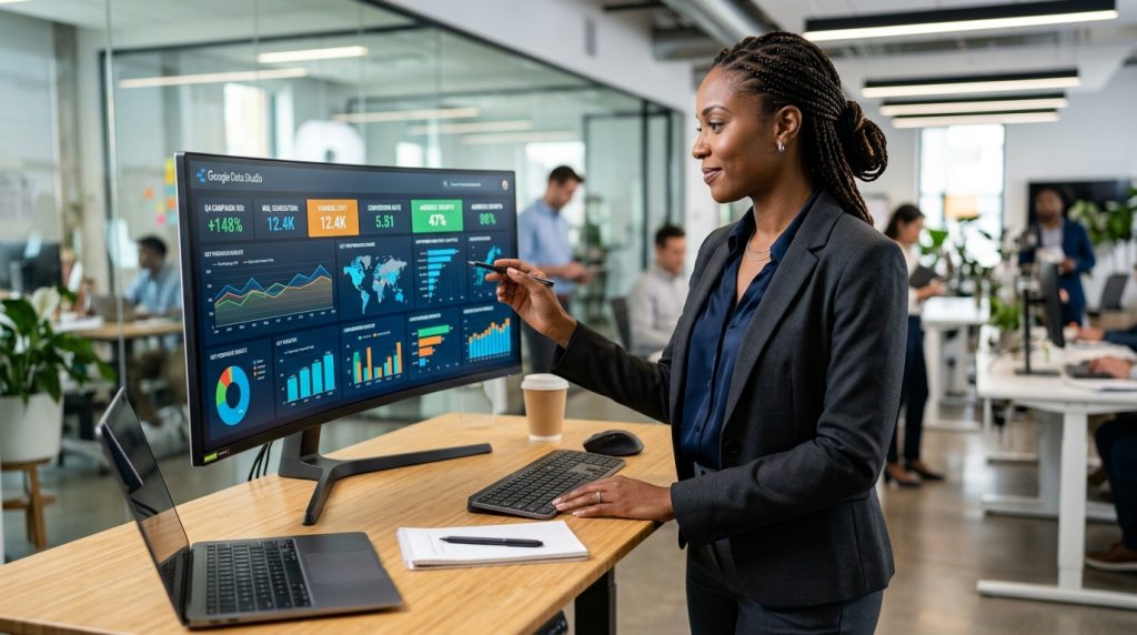 Marketing Operations Analyst working with data visualizations