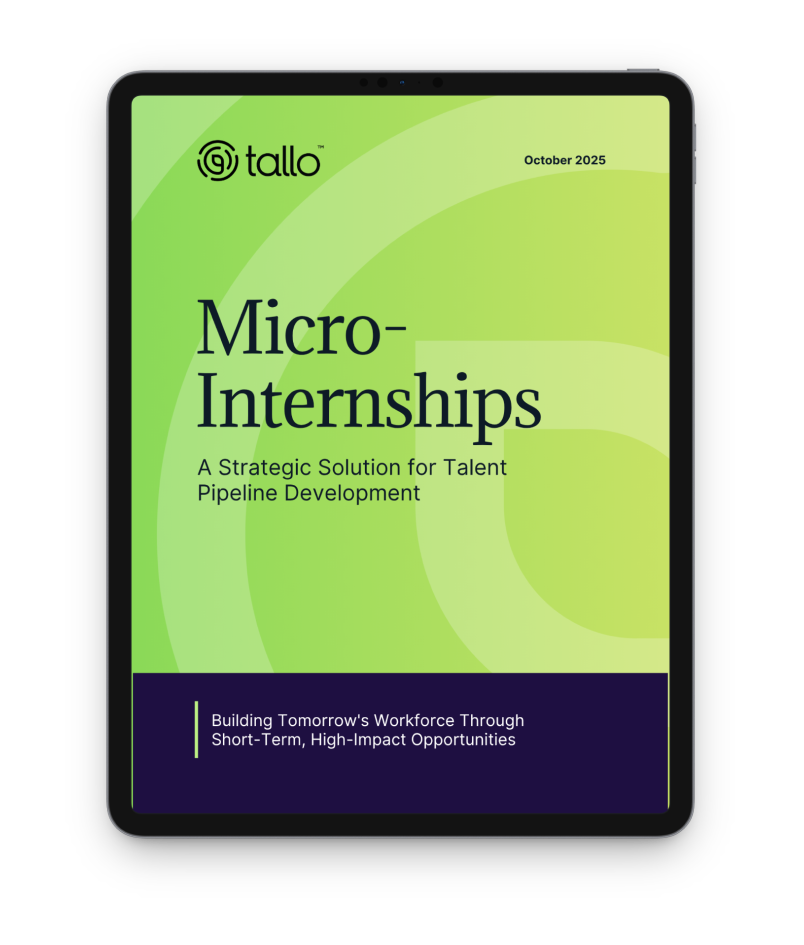 Micro-Internships white paper cover - Building Tomorrow's Workforce Through Short-Term, High-Impact Opportunities - displayed on ipad