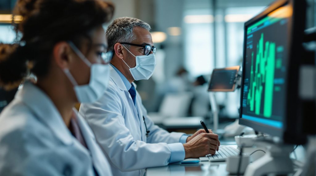 an Ophthalmologist working in a lab