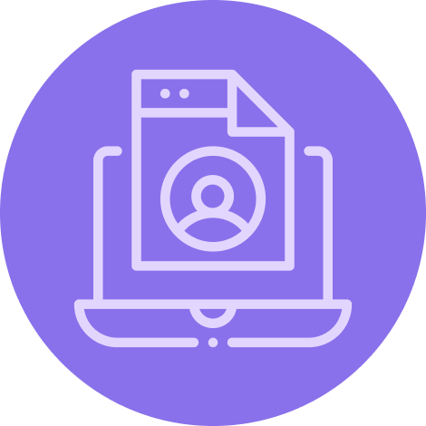 Icon of a computer with a paper emitting it with a non description person icon on the paper