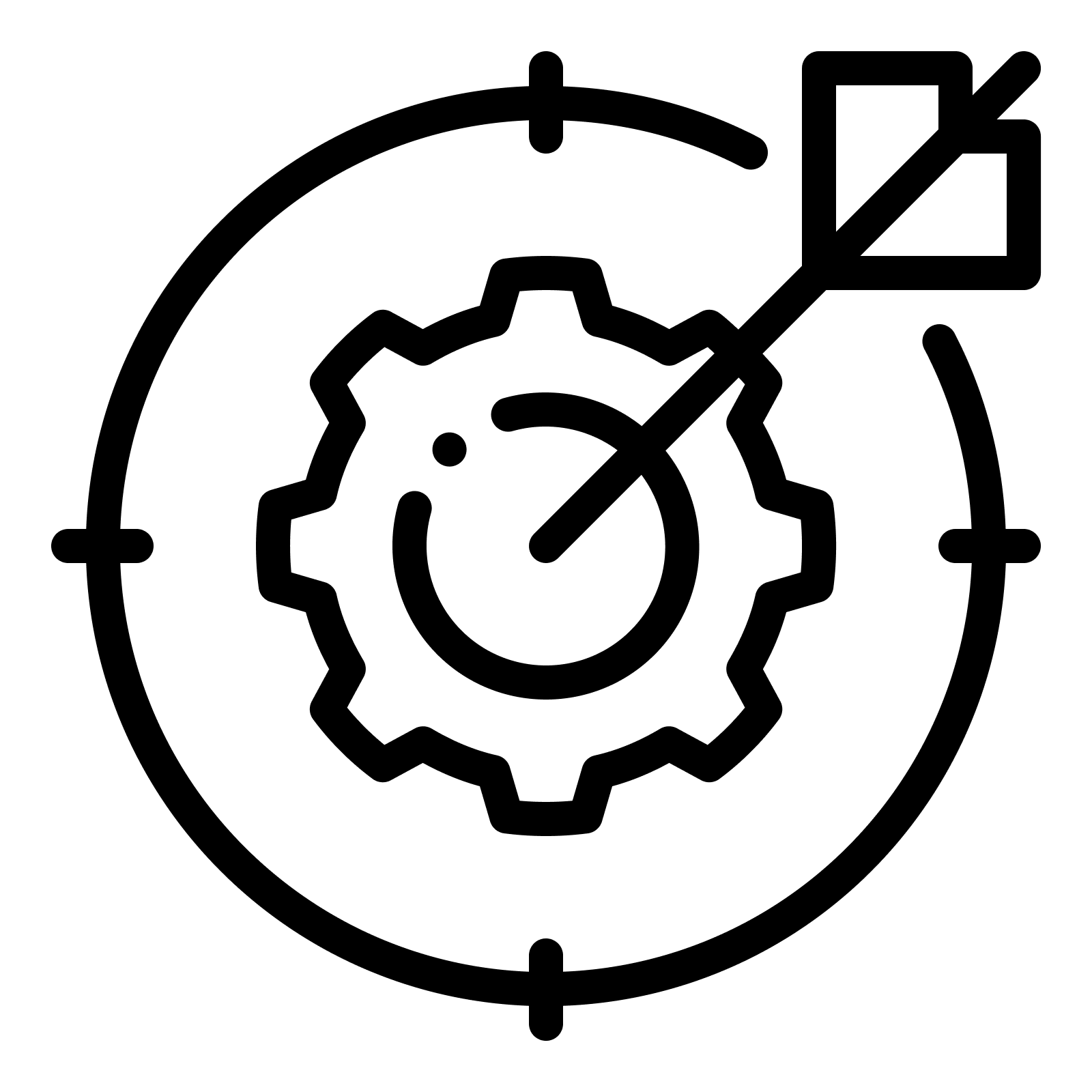 Icon of Gear with bulls eye arrow in the center