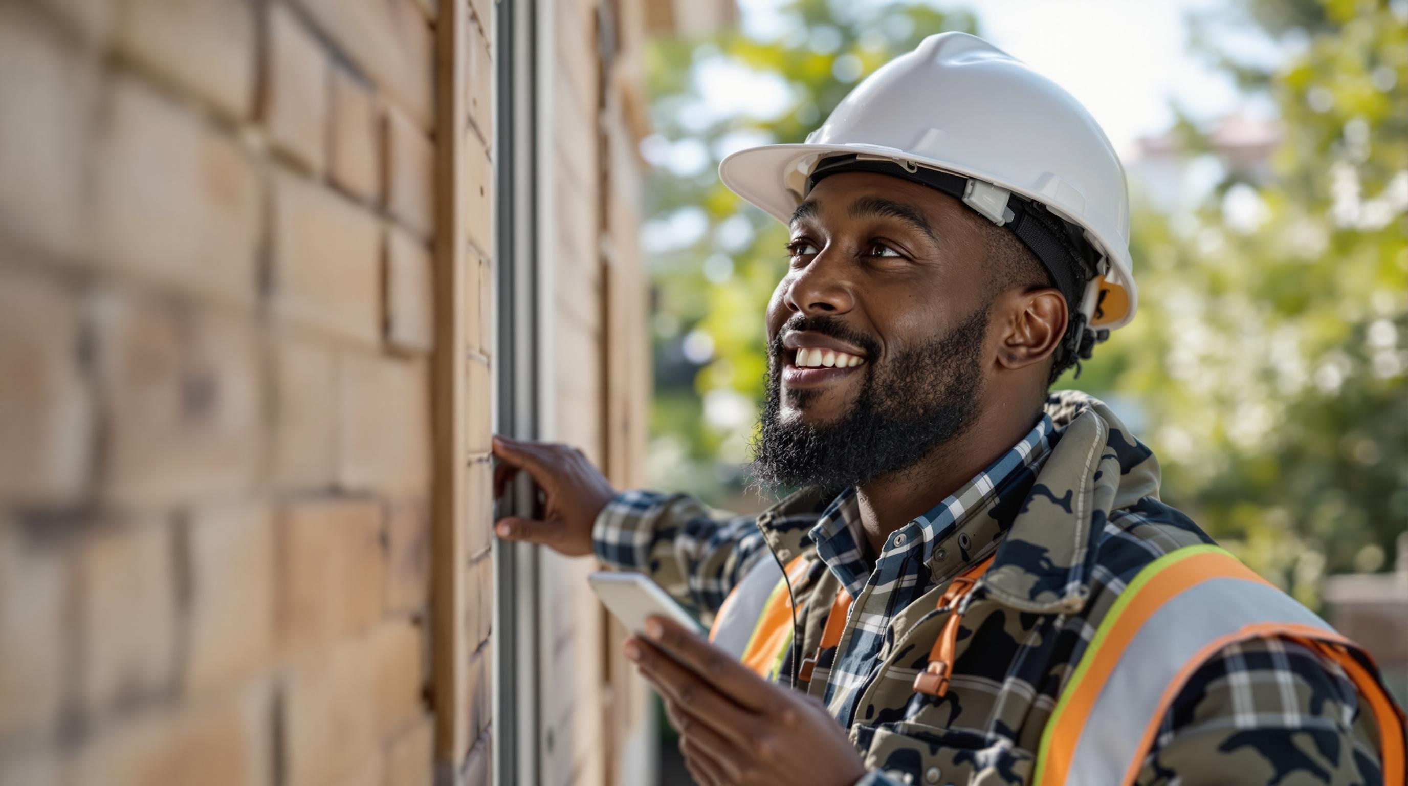 A property manager inspecting a residential building, showcasing diversity in the workplace.