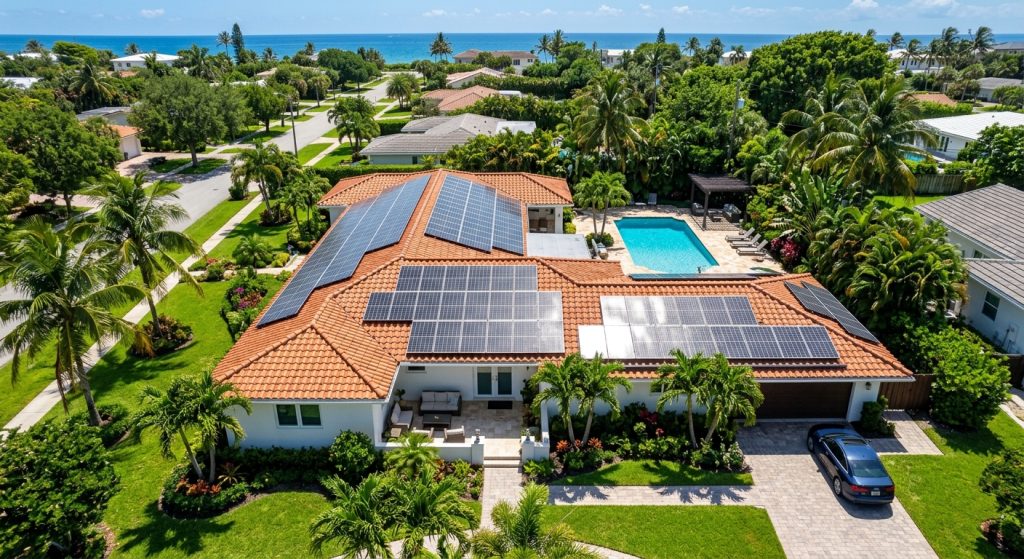 Solar panels on the roof of a home.