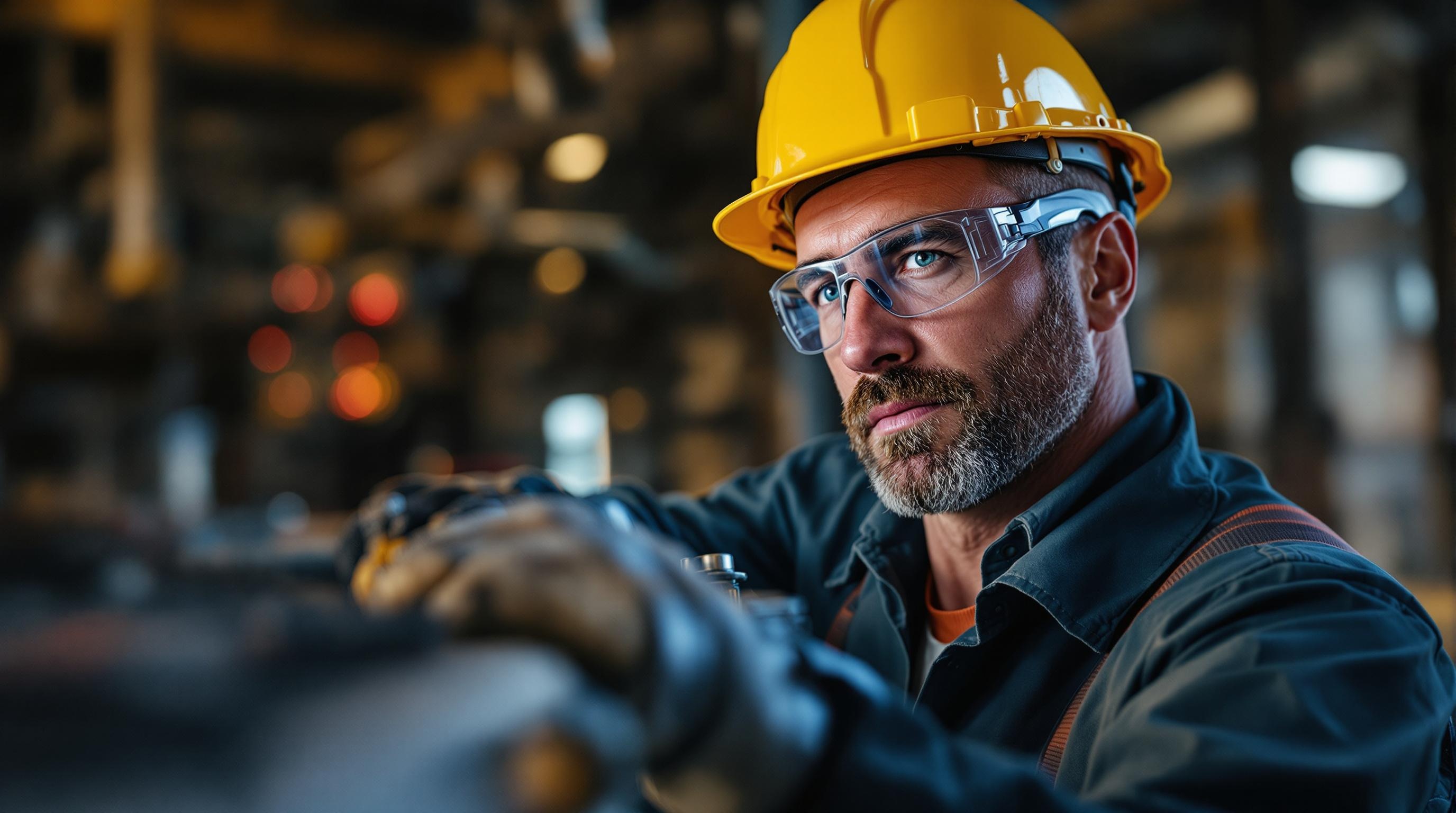 a blue collar tradesman working.