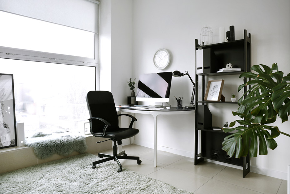 Interior of room with comfortable designer workplace